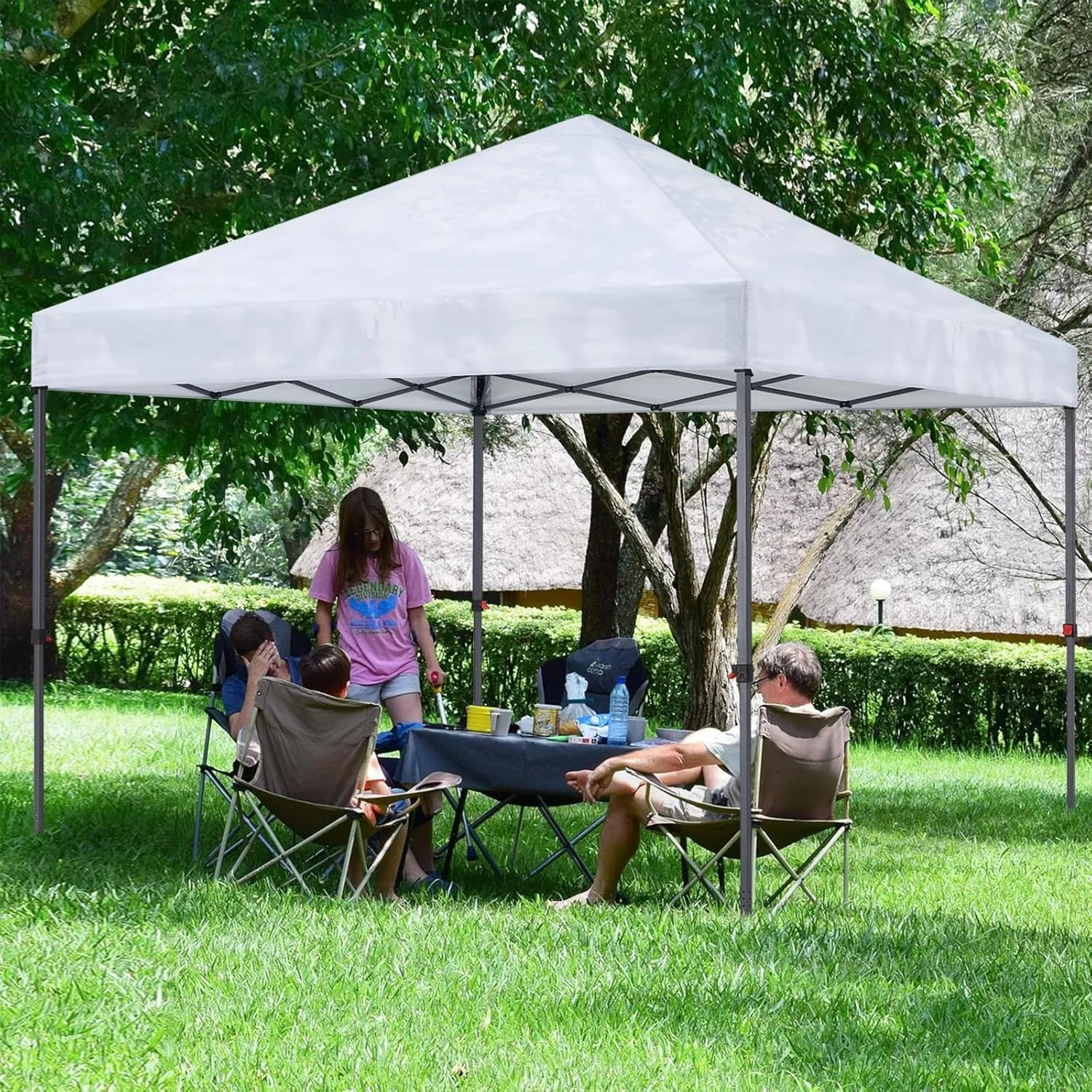 COOSHADE Durable Easy Pop Up Canopy Tent 10x10Ft, with 4 Sandbags(White)