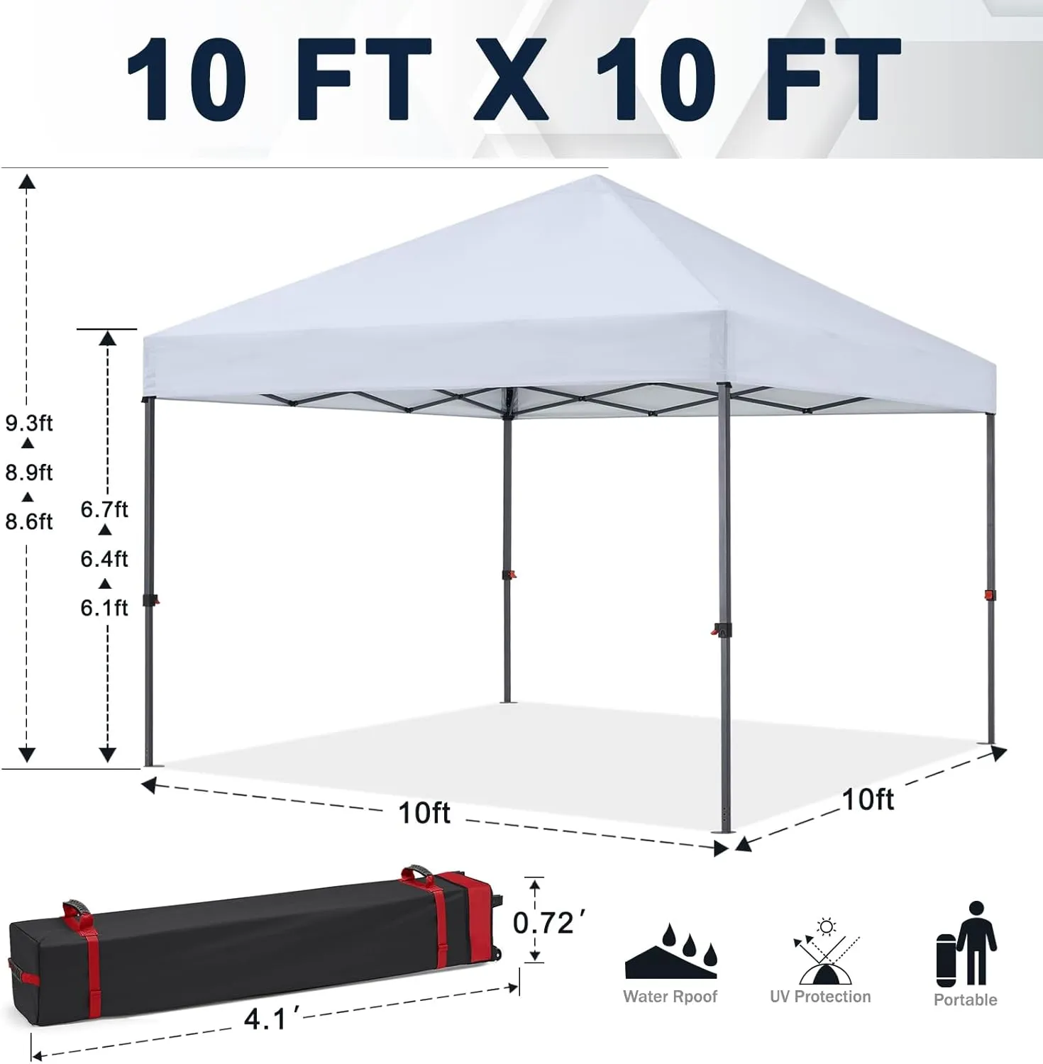 COOSHADE Durable Easy Pop Up Canopy Tent 10x10Ft, with 4 Sandbags(White)