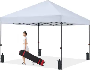 COOSHADE Durable Easy Pop Up Canopy Tent 10x10Ft, with 4 Sandbags(White)