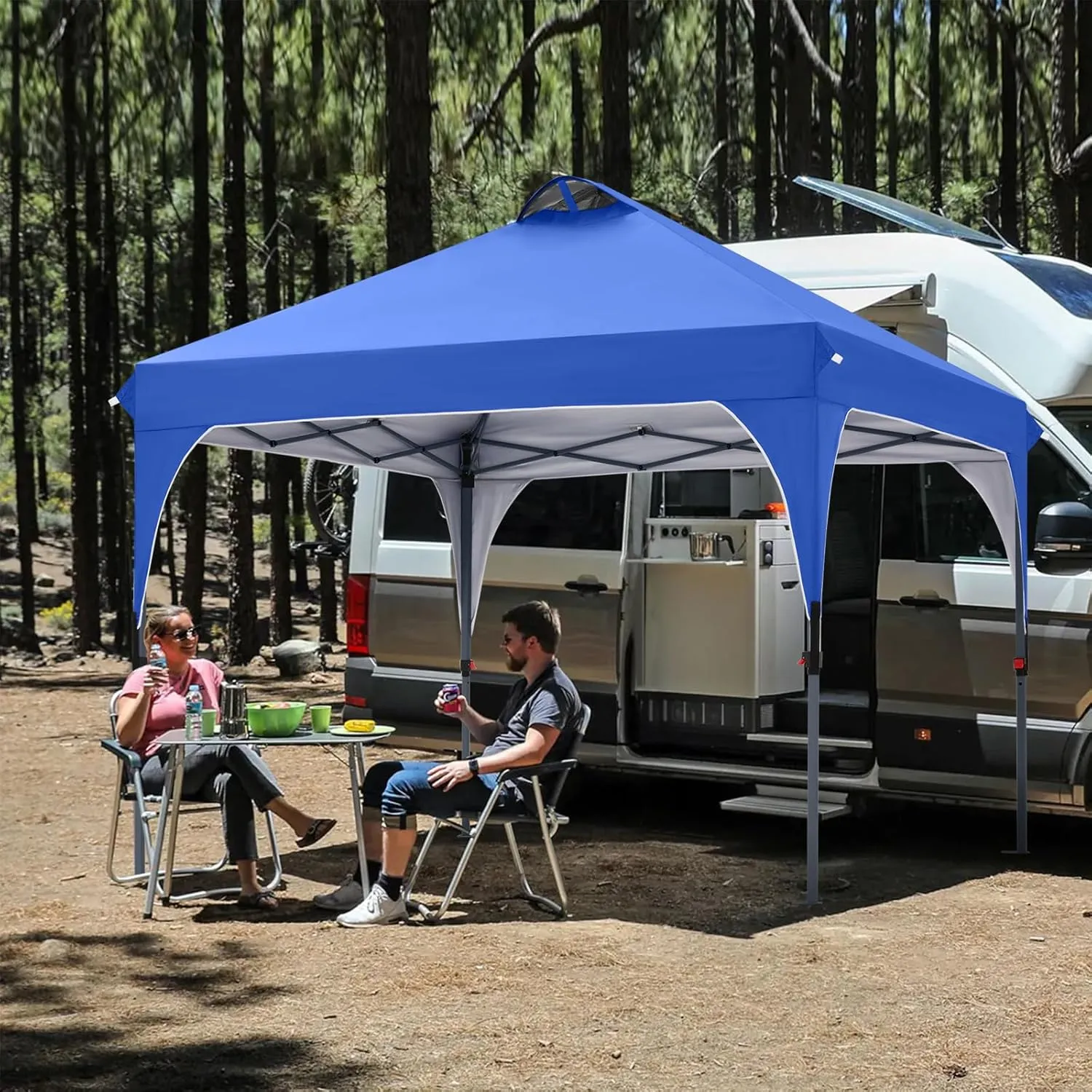 COOSHADE Pop Up Canopy Tent, 10x10 Easy Setup Instant Canopy Sun Shelter Beach Tent, Portable Sports Cool Cabana, Blue