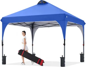 COOSHADE Pop Up Canopy Tent, 10x10 Easy Setup Instant Canopy Sun Shelter Beach Tent, Portable Sports Cool Cabana, Blue