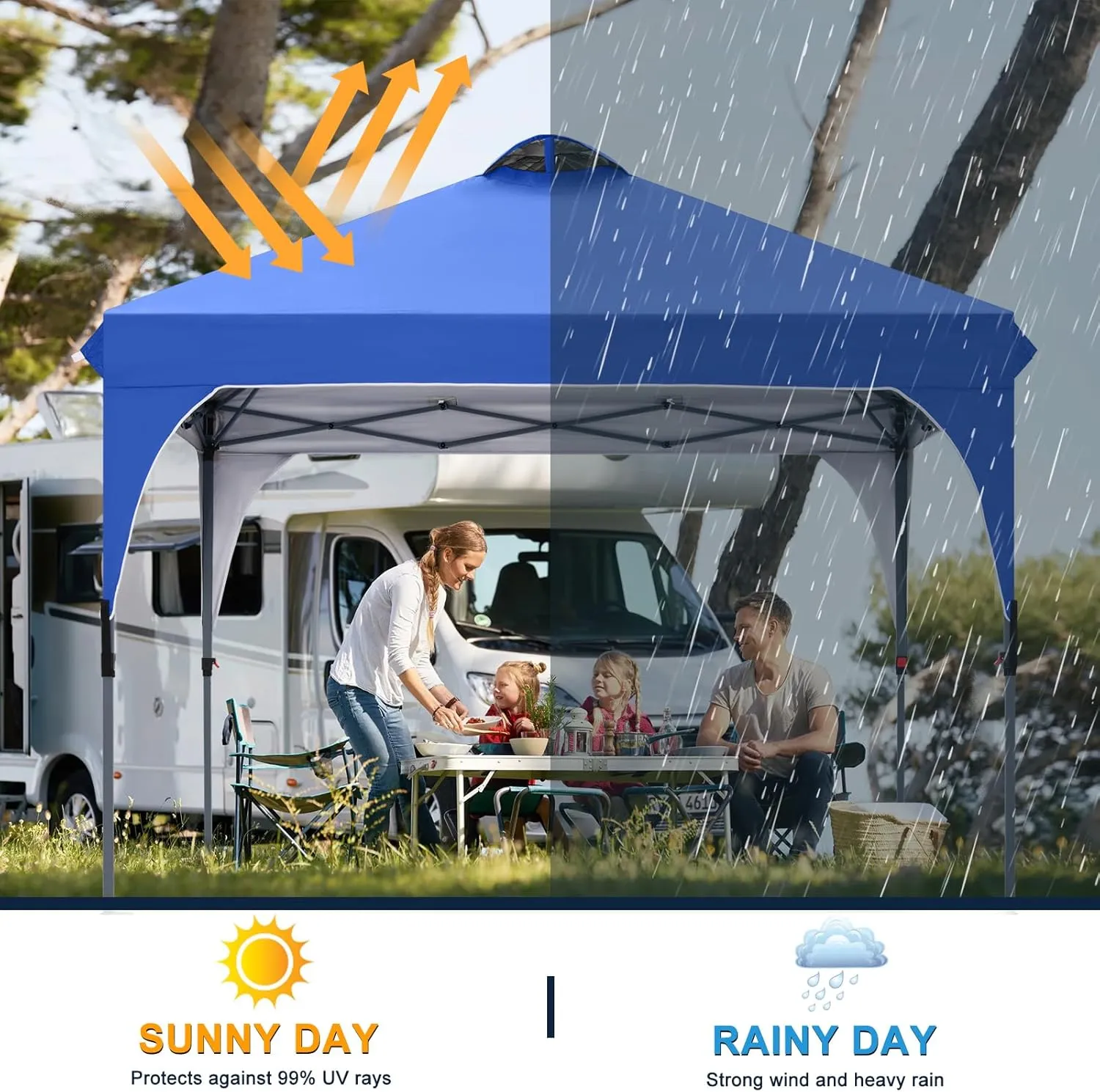 COOSHADE Pop Up Canopy Tent, 10x10 Easy Setup Instant Canopy Sun Shelter Beach Tent, Portable Sports Cool Cabana, Blue