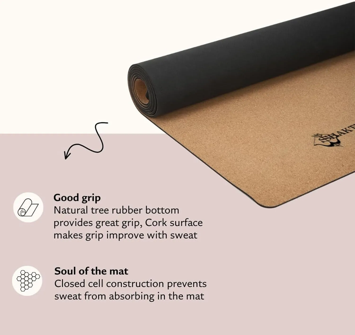 Cork TPE Yoga Mat, Non-Slip Fitness Mat with Carry Strap, Storage Bag, Tension Belt, for Yoga Pilates Exercise Home Gym