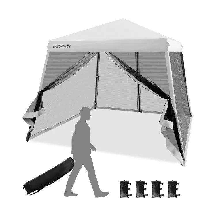 Costway 10x10 Feet Pop-Up Canopy Tent with Mesh Sidewalls and Portable Bag - Ideal for Backyard Camping
