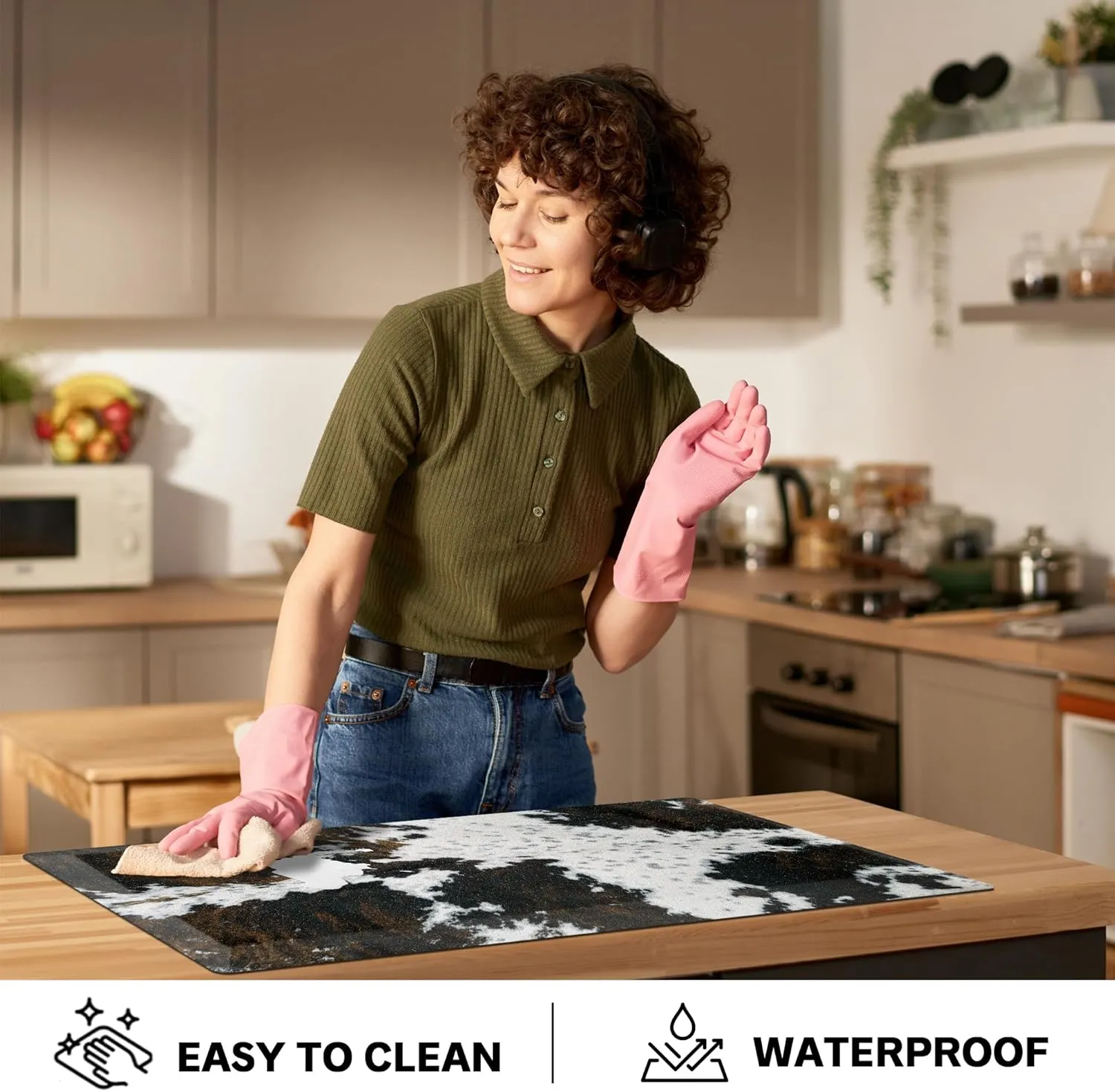 Cowhide Kitchen Mat Cushioned Anti Fatigue - 1/2 Inch Thick Western Cow Kitchen Mats for Floor, Non Slip PVC Waterproof Standing Desk Ergonomic Comfort Rugs for Sink, Office, Laundry, 17.3x39