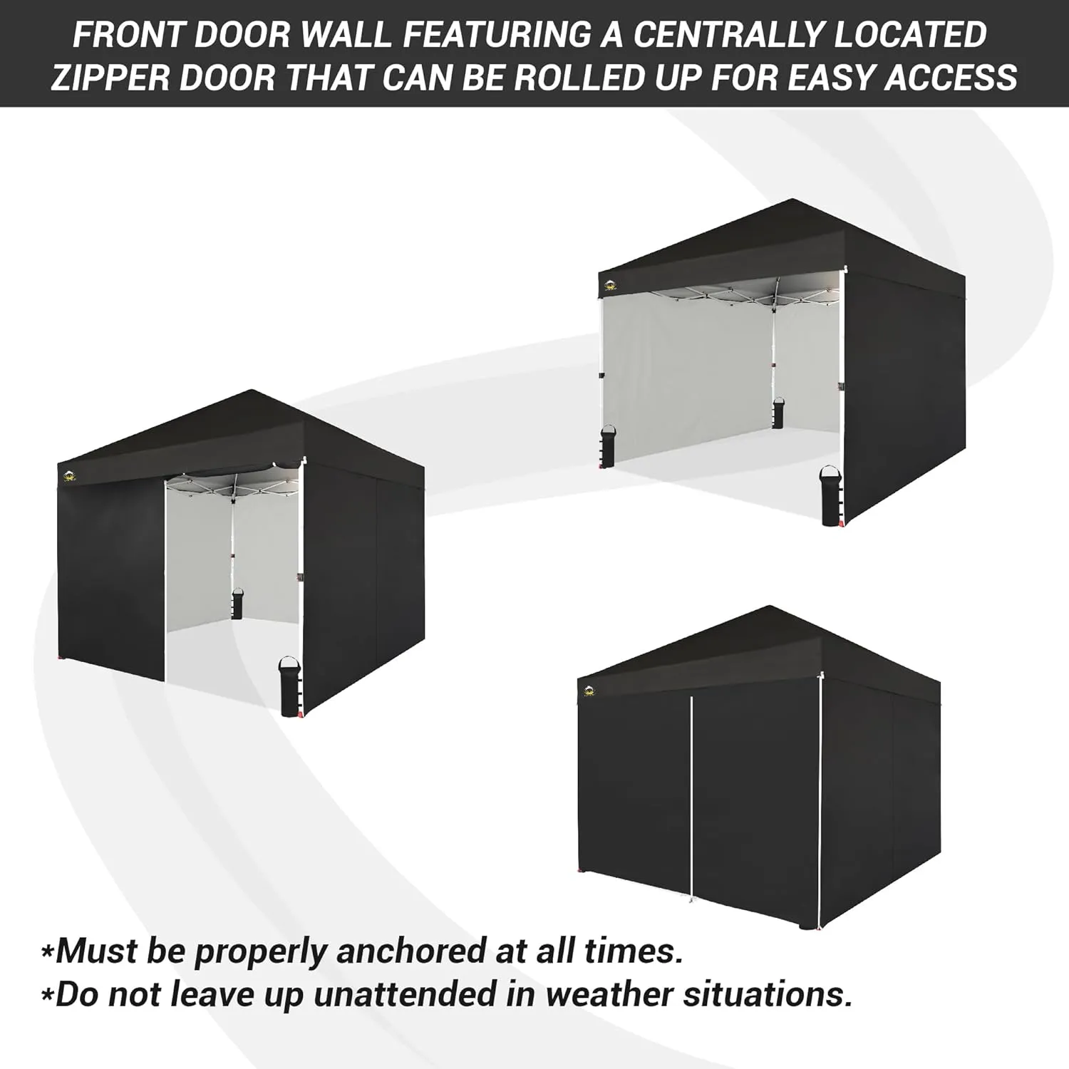 CROWN SHADES 10X10 Comercial Instant Canopy Pop Up Tent with Center Lock (10x10 with 4 Sidewalls, Black)