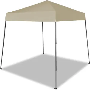 CROWN SHADES 6.5x6.5 Pop Up Canopy Tent, Slant Leg Outdoor Canopy with Carry Bag, Beach Tent, Sports Shelter(Beige)