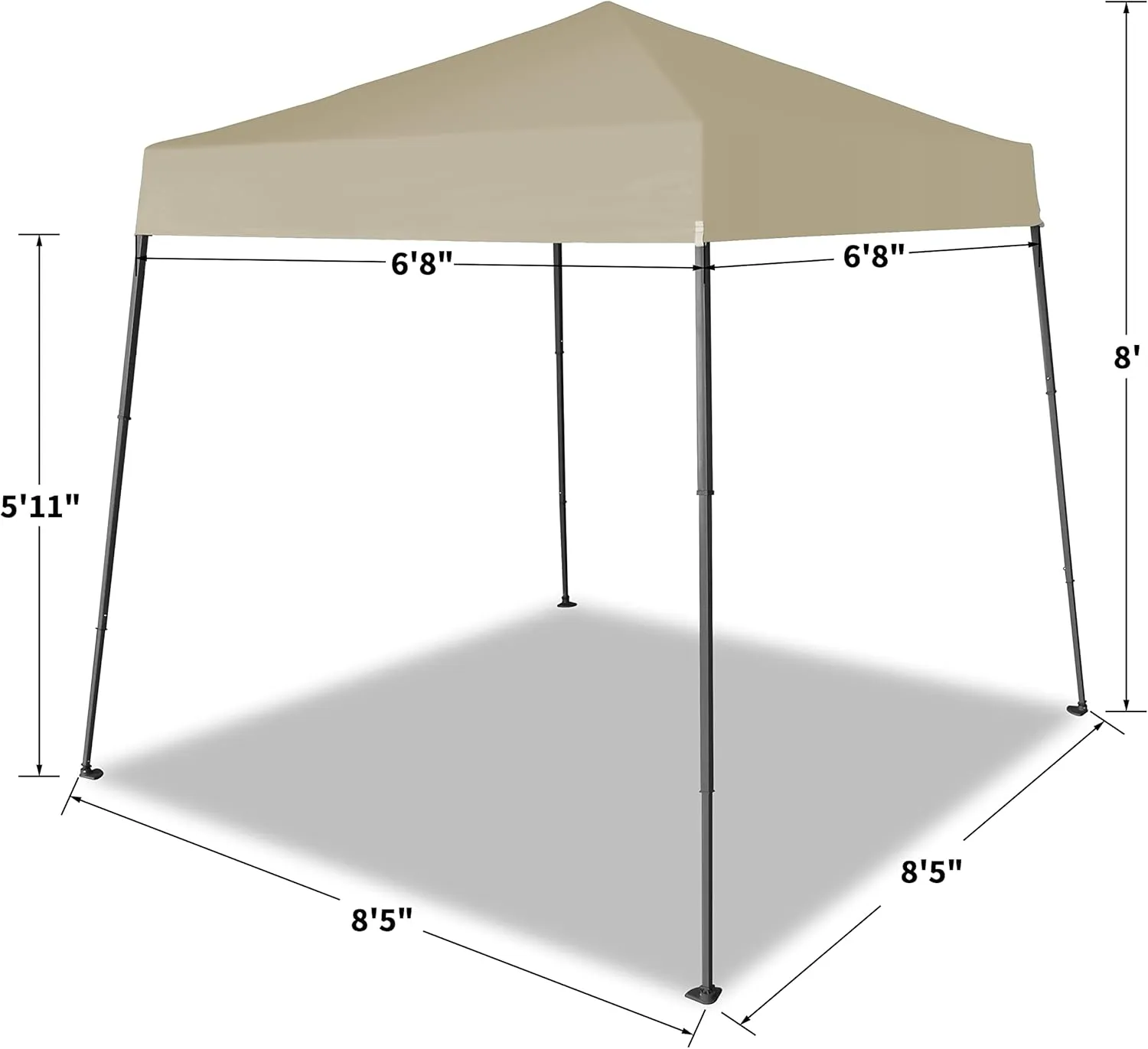 CROWN SHADES 6.5x6.5 Pop Up Canopy Tent, Slant Leg Outdoor Canopy with Carry Bag, Beach Tent, Sports Shelter(Beige)
