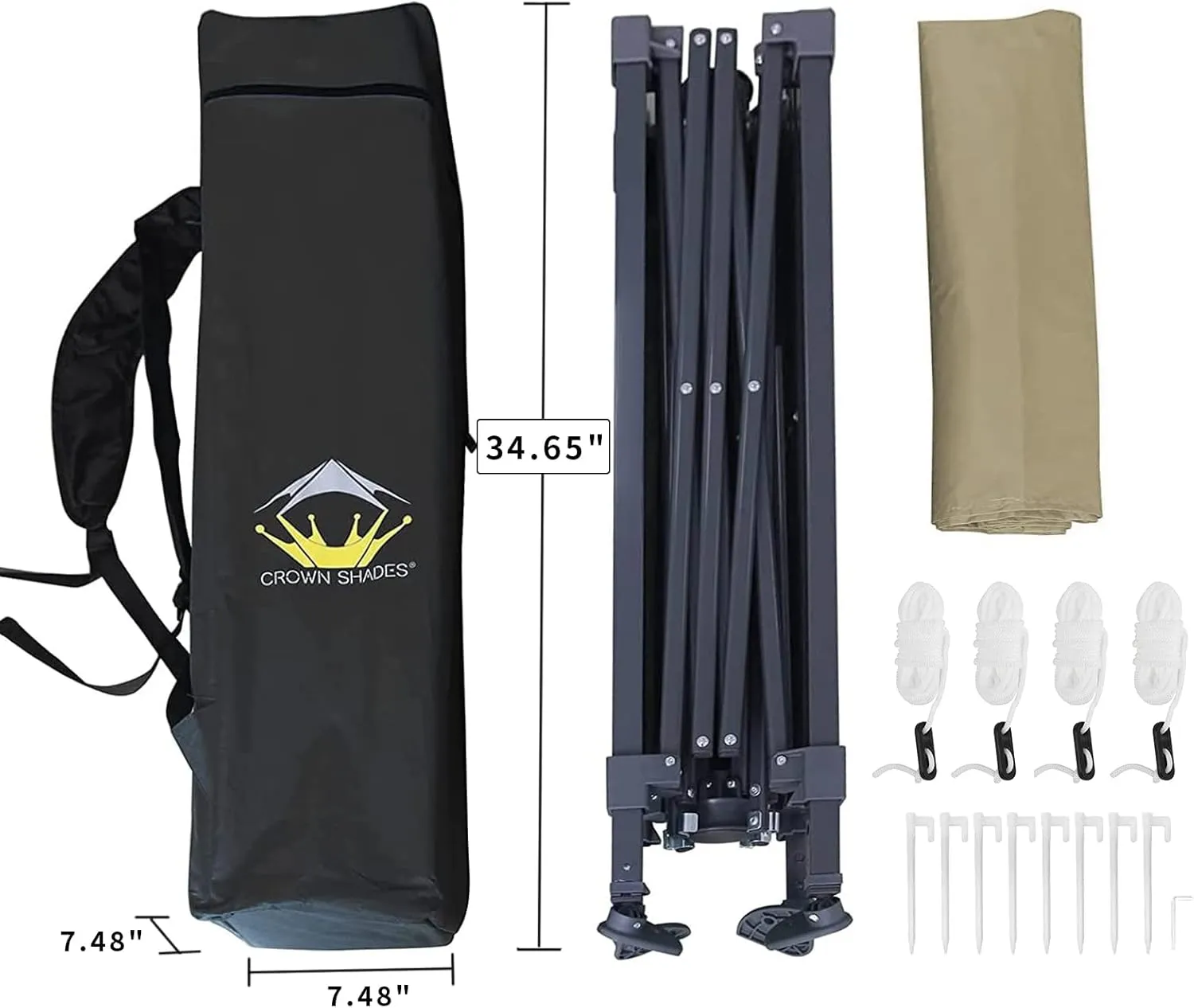 CROWN SHADES 6.5x6.5 Pop Up Canopy Tent, Slant Leg Outdoor Canopy with Carry Bag, Beach Tent, Sports Shelter(Beige)