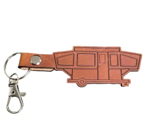 Custom popup tent Trailer leather keychain, Personalized pop-up truck camper key chain, weekend travel, home away from home, happy camper, weekend travel ifestyle