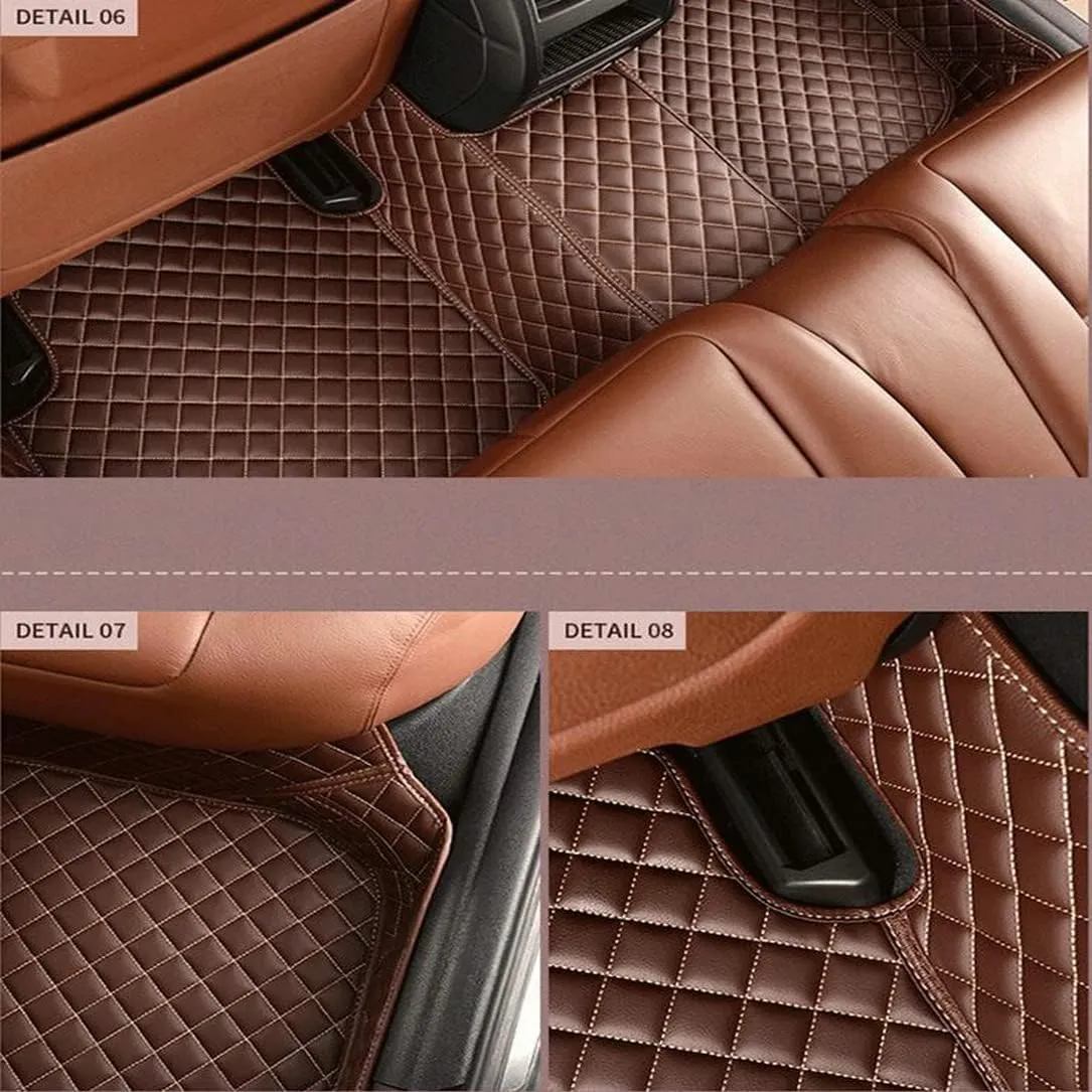 Customize Leather Car Floor Mats for Sedan SUV Sports Car Black Red Pink White Men's and Women's Vehicle Pads (Beige)