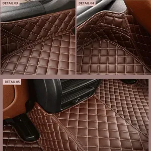 Customize Leather Car Floor Mats for Sedan SUV Sports Car Black Red Pink White Men's and Women's Vehicle Pads (Beige)