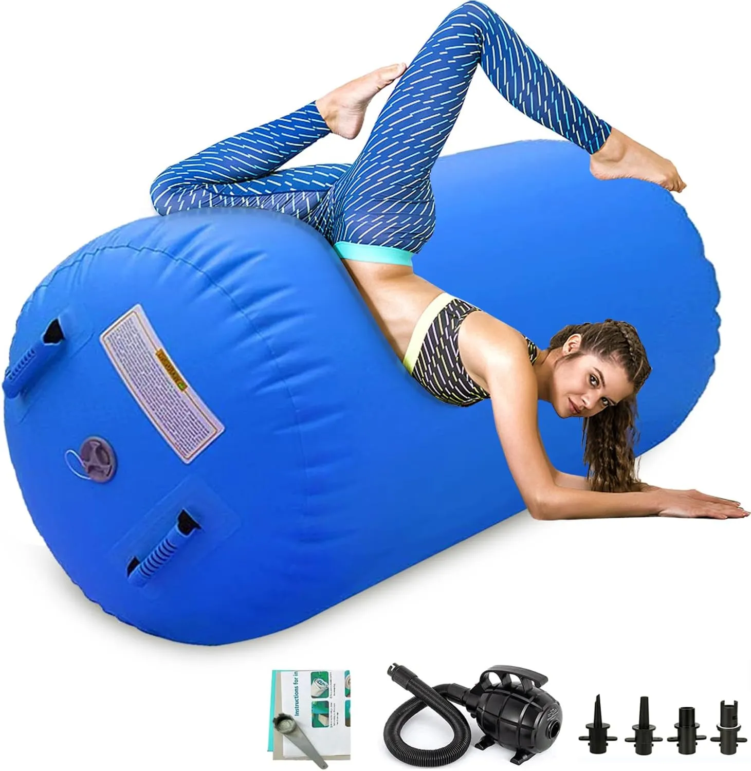 CZGBRO Air Roller Gymnastics Barrel Inflatable Tumbling Roller Air Mat Octagon Mat with Electric Pump for Backhandspring Training Cheerleading Home Use
