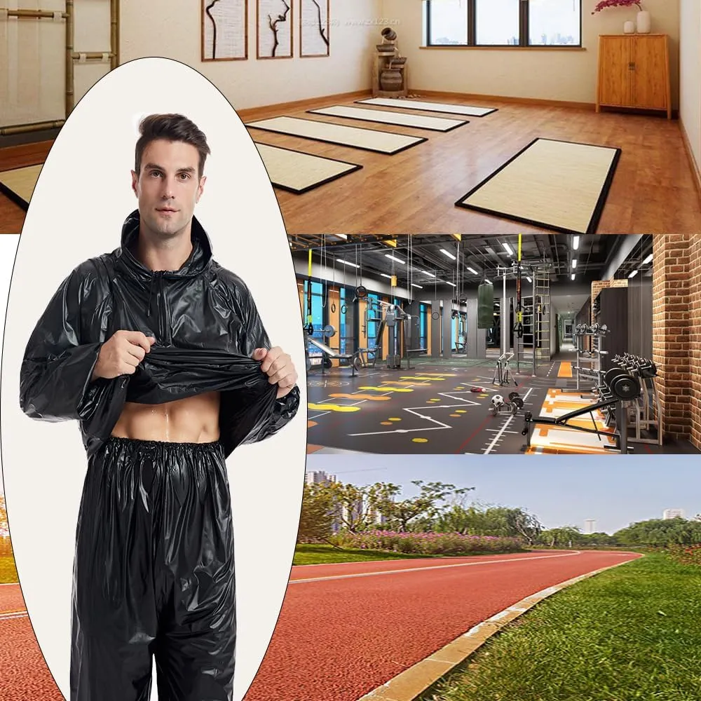 DawnBreak Sauna Sweat Suit for Women/Men with Hoodie Zipper Weight Loss Fitness Exercise Gym Workout Suit Top Pants