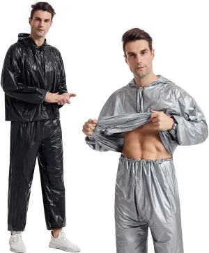 DawnBreak Sauna Sweat Suit for Women/Men with Hoodie Zipper Weight Loss Fitness Exercise Gym Workout Suit Top Pants