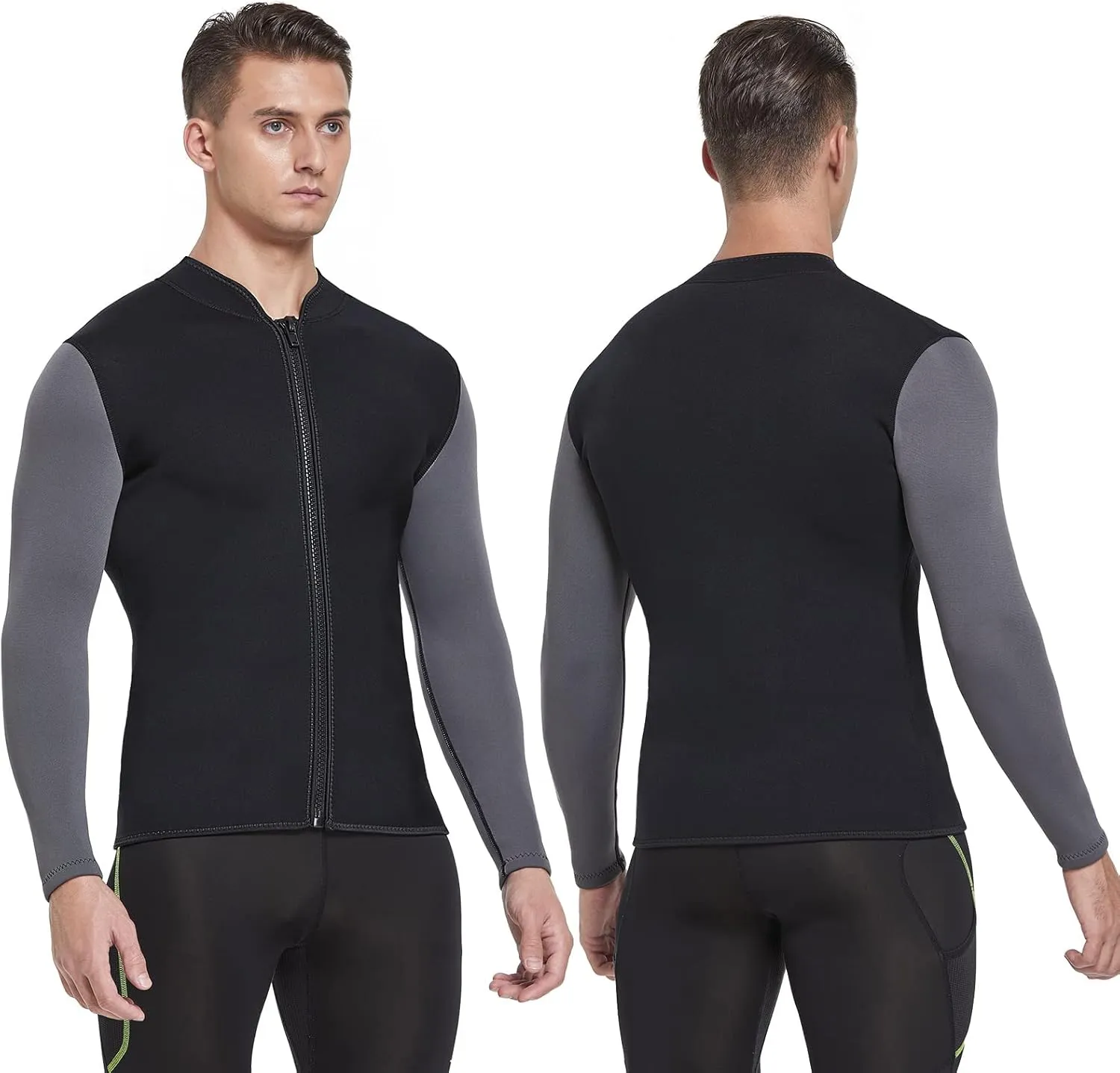 DEHAI Mens Women's Wetsuit Top Jackets, 2mm 3mm Neoprene Kids Wet Suit Long Sleeve Shirt and Youth Front Zip Sleeveless Vest, Water Sports Keep Warm for Diving Swimming Waterski Surfing
