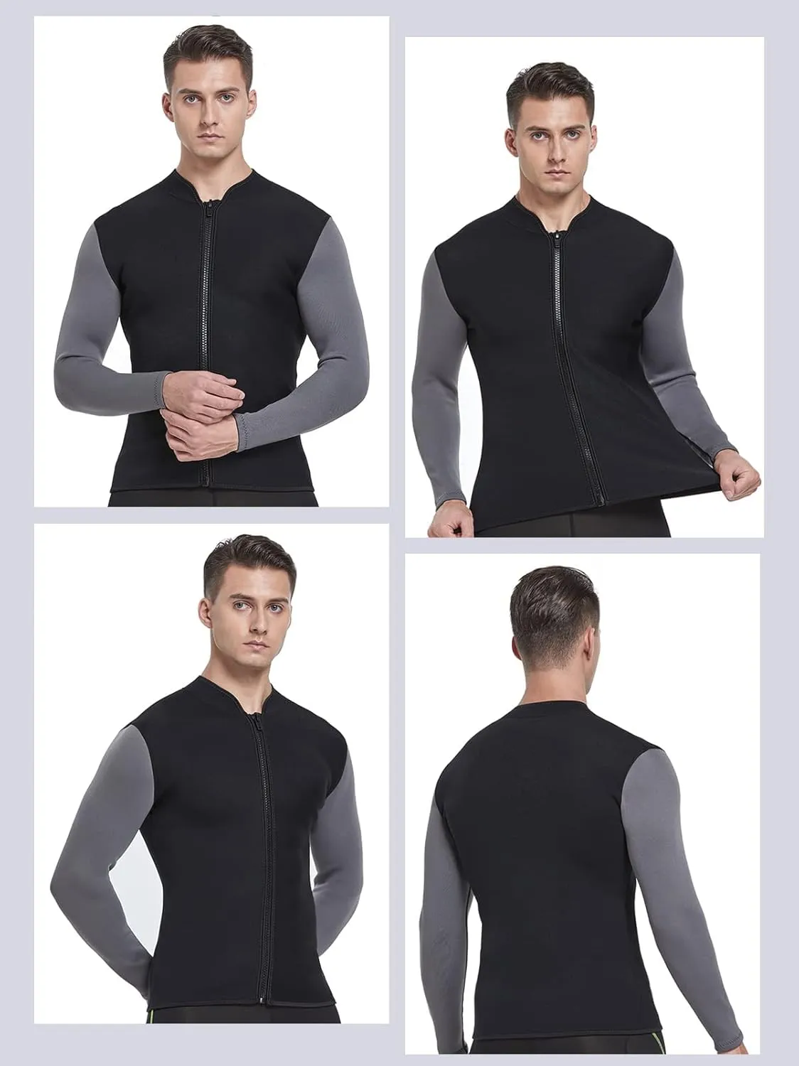 DEHAI Mens Women's Wetsuit Top Jackets, 2mm 3mm Neoprene Kids Wet Suit Long Sleeve Shirt and Youth Front Zip Sleeveless Vest, Water Sports Keep Warm for Diving Swimming Waterski Surfing