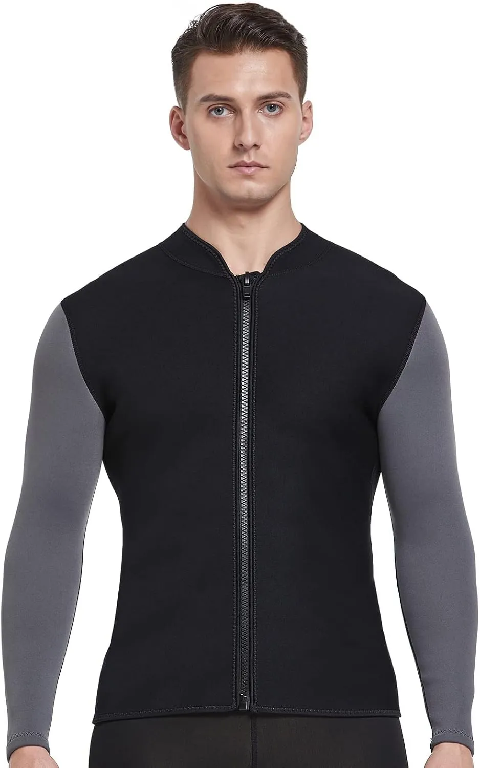 DEHAI Mens Women's Wetsuit Top Jackets, 2mm 3mm Neoprene Kids Wet Suit Long Sleeve Shirt and Youth Front Zip Sleeveless Vest, Water Sports Keep Warm for Diving Swimming Waterski Surfing