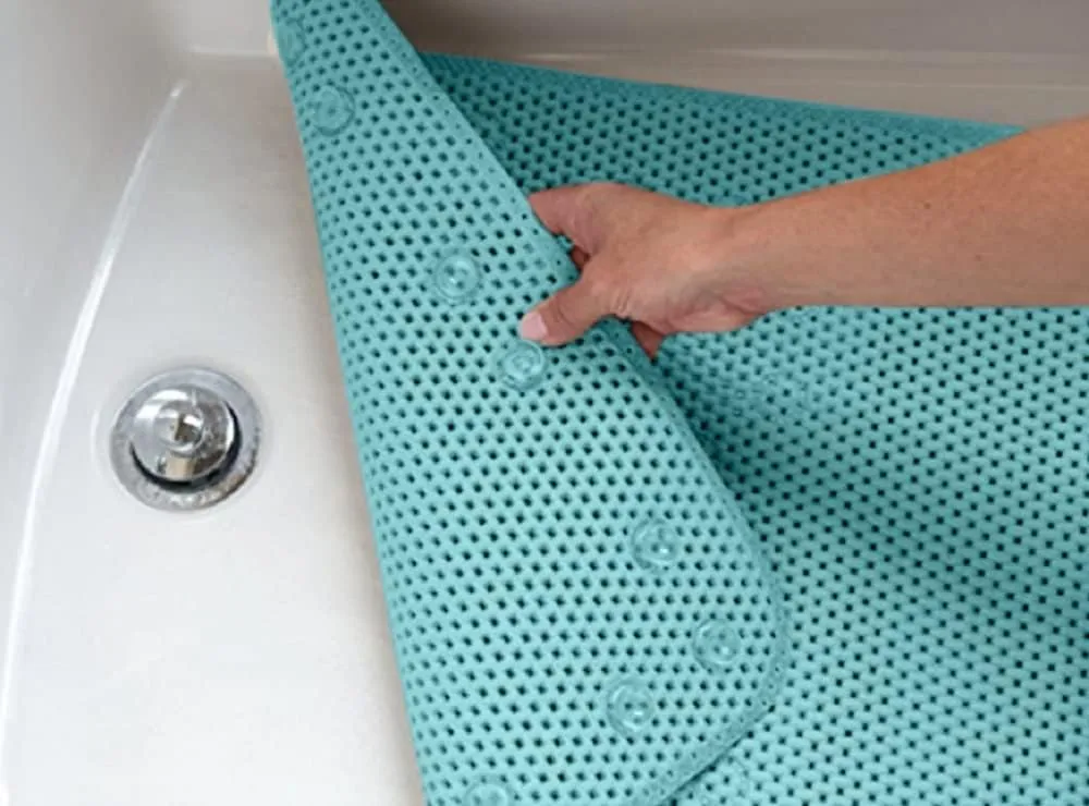 Deluxe Bathtub Mat Non Slip, Soft Foam Bath Mats for Bathroom Tub, Bathtub Mat with Drain Holes, Suction Cups- 36” X 17” - Aqua Blue