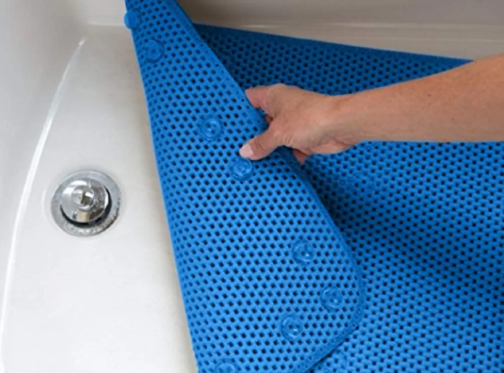 Deluxe Bathtub Mat Non Slip, Soft Foam Bath Mats for Bathroom Tub, Bathtub Mat with Drain Holes, Suction Cups- 36” X 17” - Blue