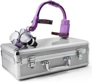 Dental Headband 5W LED Head Light 2 LEDs with 2.5X Binocular Loupes   Box Purple, RA-ZSTD005
