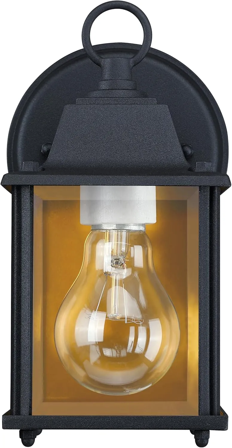 DESIGNERS FOUNTAIN Ivy Trail Outdoor Patio Lights, Pack of 2 Exterior Wall Sconce, Clear Glass Light Fixture Set, Black