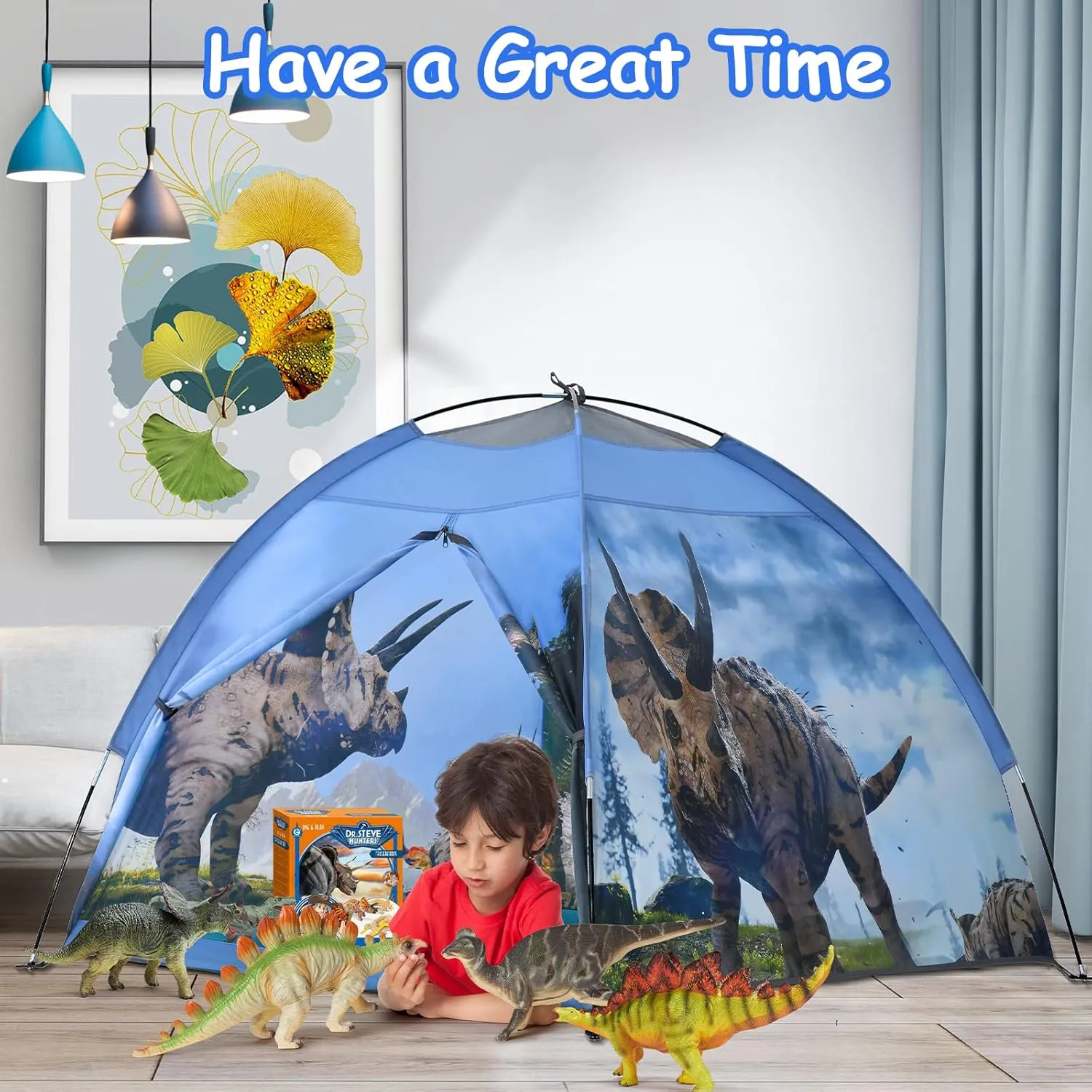 Dinosaur Kids Play Tent, Dinosuar Toys for Kids Indoor and Outdoor Fun Pop Up Playhouse Tent, A Gift Tent for Boys & Girls