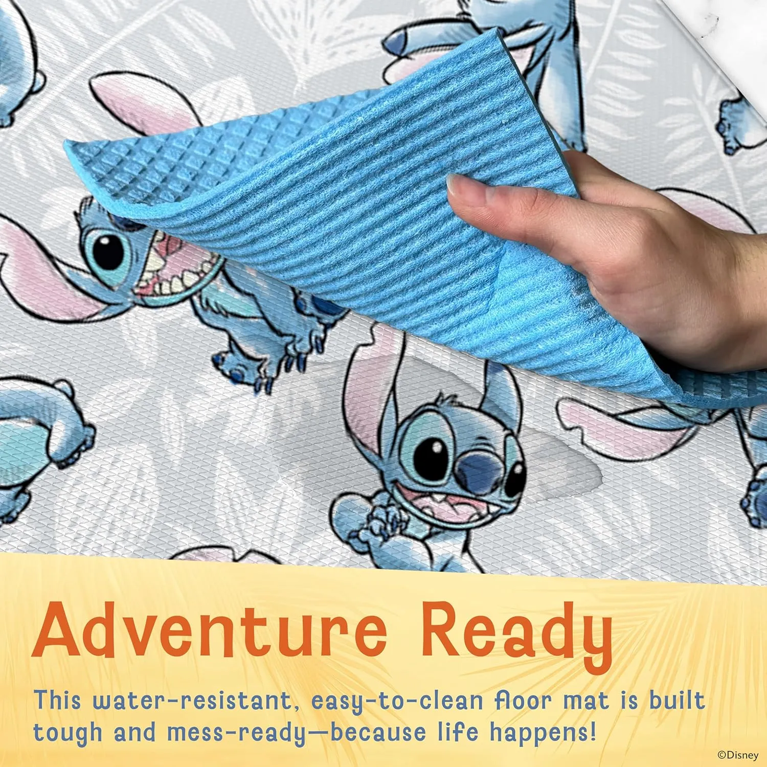 Disney Anti-Fatigue Kitchen Mats for Floor – Cushioned Kitchen Floor Mats with Non-Slip Backing – Water Resistant, Easy-to-Clean PVC Foam Mat – Mickey, Minnie, Stitch & Winnie The Pooh Designs