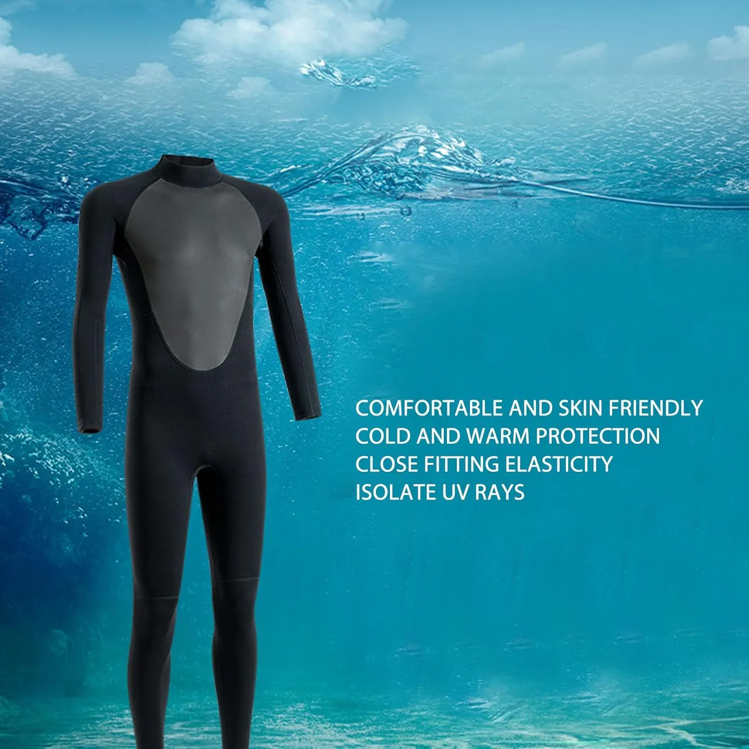 Diving Suit, Black Soft Thermal Insulation UV Proof for Diving
