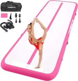 DOBESTS Gymnastics Mat Inflatable Tumble Track Tumbling Mat 6.6ft/10ft/13ft/16ft/20ft,for Home Use Training Yoga Cheerleading with Air Pump