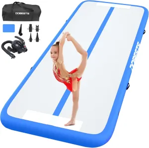 DOBESTS Gymnastics Mat Inflatable Tumble Track Tumbling Mat 6.6ft/10ft/13ft/16ft/20ft,for Home Use Training Yoga Cheerleading with Air Pump