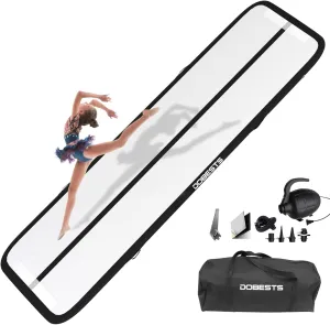 DOBESTS Gymnastics Mat Inflatable Tumble Track Tumbling Mat 6.6ft/10ft/13ft/16ft/20ft,for Home Use Training Yoga Cheerleading with Air Pump