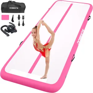 DOBESTS Gymnastics Mat Inflatable Tumble Track Tumbling Mat 6.6ft/10ft/13ft/16ft/20ft,for Home Use Training Yoga Cheerleading with Air Pump