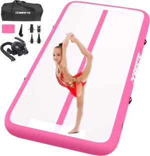 DOBESTS Gymnastics Mat Inflatable Tumble Track Tumbling Mat 6.6ft/10ft/13ft/16ft/20ft,for Home Use Training Yoga Cheerleading with Air Pump