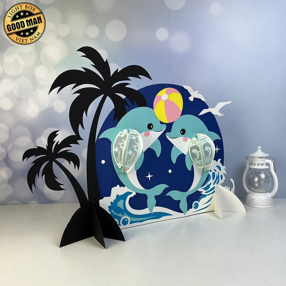 Dolphin Couple - 3D Love Lantern File - Cricut File 1 - LightBoxGoodMan