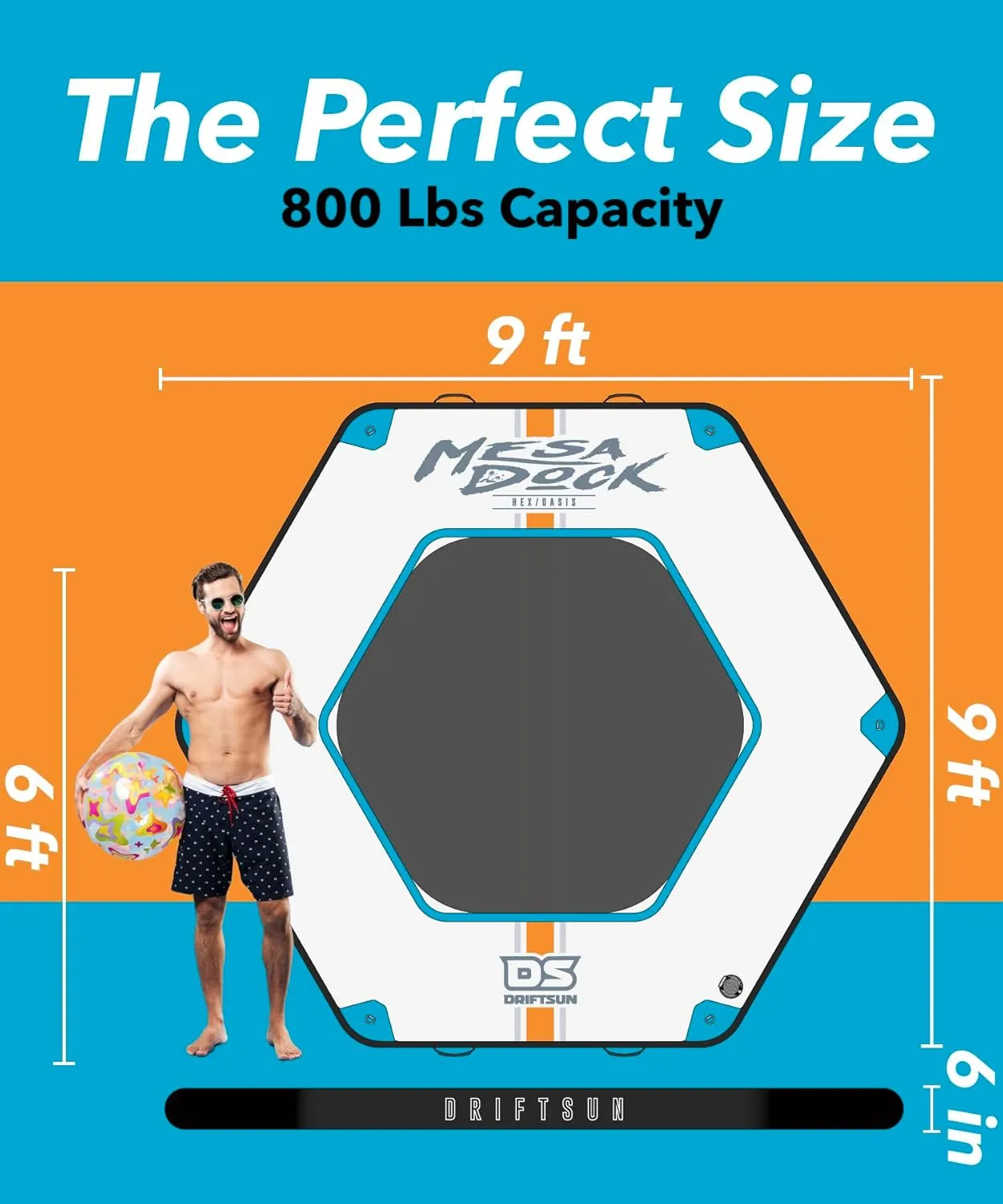 Driftsun Inflatable Floating Dock Platform - Mesa Dock Floats, Floating Docks for Lakes & Boats, Inflatable Island, Swim Platform Quick Inflation, Floating Mats for The Water