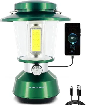 Durapower Rechargeable Camping Lantern,3300 Lumen Super Bright LED Camping Lantern, 5400 Mah Power Bank, IP44 Waterproof, 30 Hours, Portable Lantern for Hurricane, Power Outages