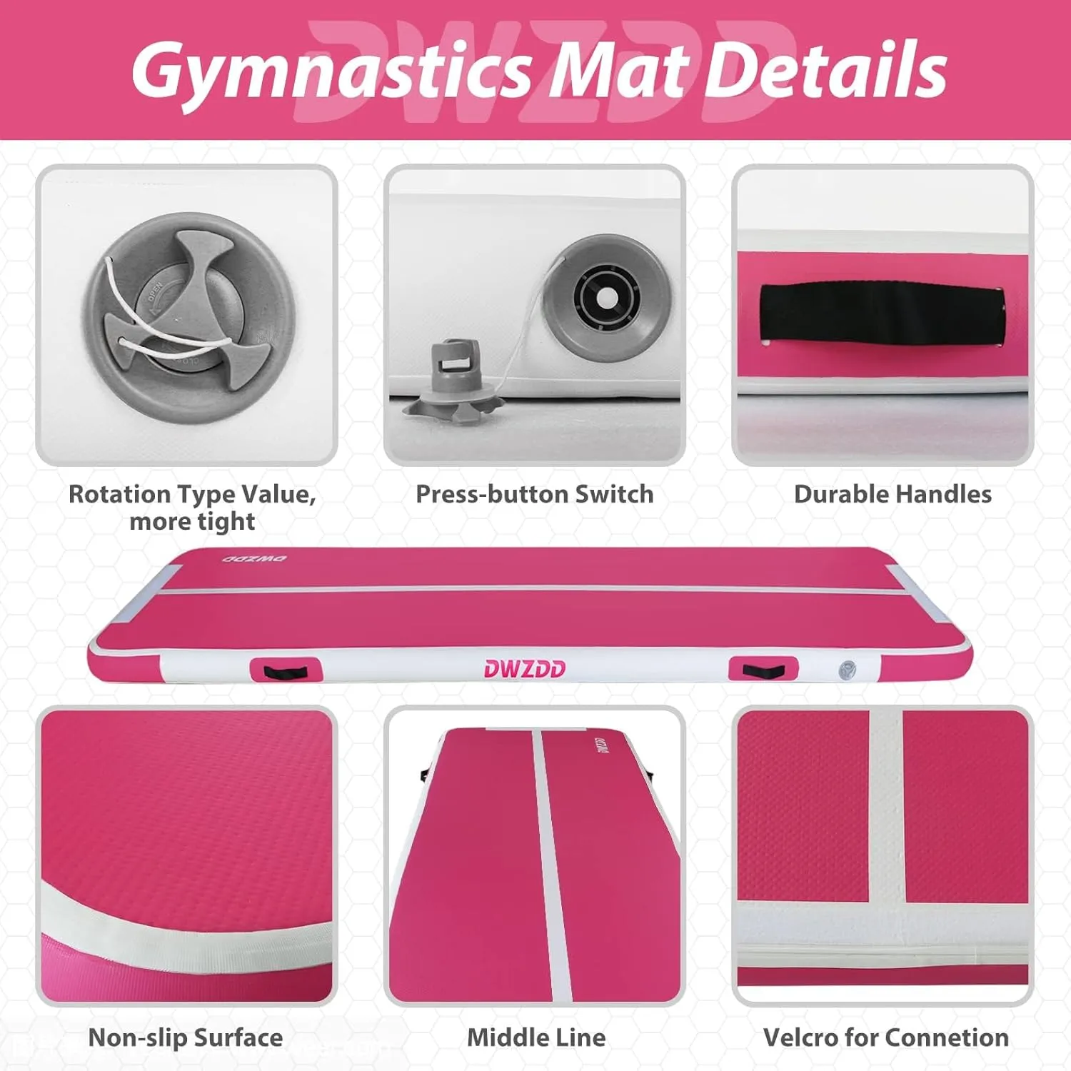 Dwzdd Gymnastics Air Mat 10ft/13ft/16ft/20ft Tumbling Mat Inflatable Gymnastics Tumble Track for Home/Gym/Training/Cheerleading/Water with Electric Pump