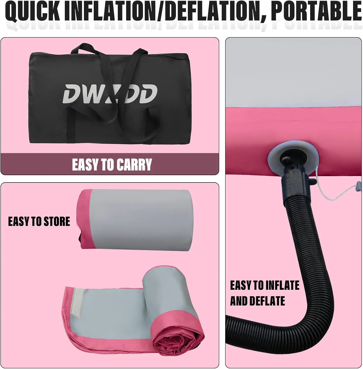 Dwzdd Gymnastics Air Mat 10ft/13ft/16ft/20ft Tumbling Mat Inflatable Gymnastics Tumble Track for Home/Gym/Training/Cheerleading/Water with Electric Pump
