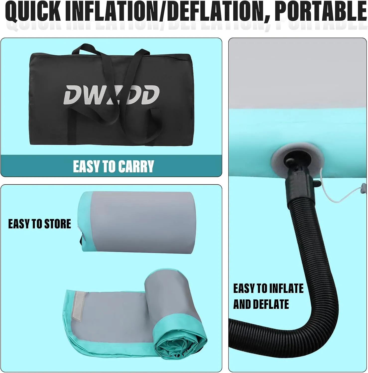 Dwzdd Gymnastics Air Mat 10ft/13ft/16ft/20ft Tumbling Mat Inflatable Gymnastics Tumble Track for Home/Gym/Training/Cheerleading/Water with Electric Pump