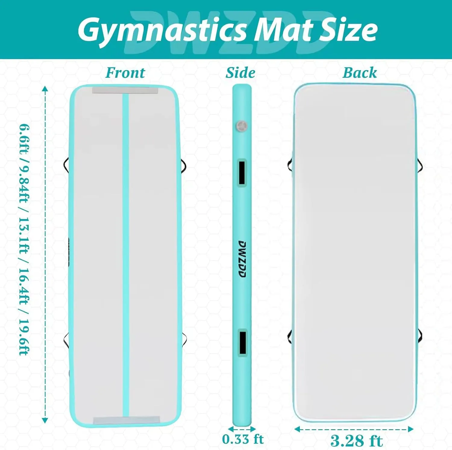 Dwzdd Gymnastics Air Mat 10ft/13ft/16ft/20ft Tumbling Mat Inflatable Gymnastics Tumble Track for Home/Gym/Training/Cheerleading/Water with Electric Pump