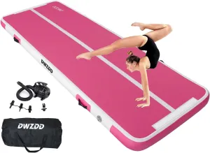 Dwzdd Gymnastics Air Mat 10ft/13ft/16ft/20ft Tumbling Mat Inflatable Gymnastics Tumble Track for Home/Gym/Training/Cheerleading/Water with Electric Pump