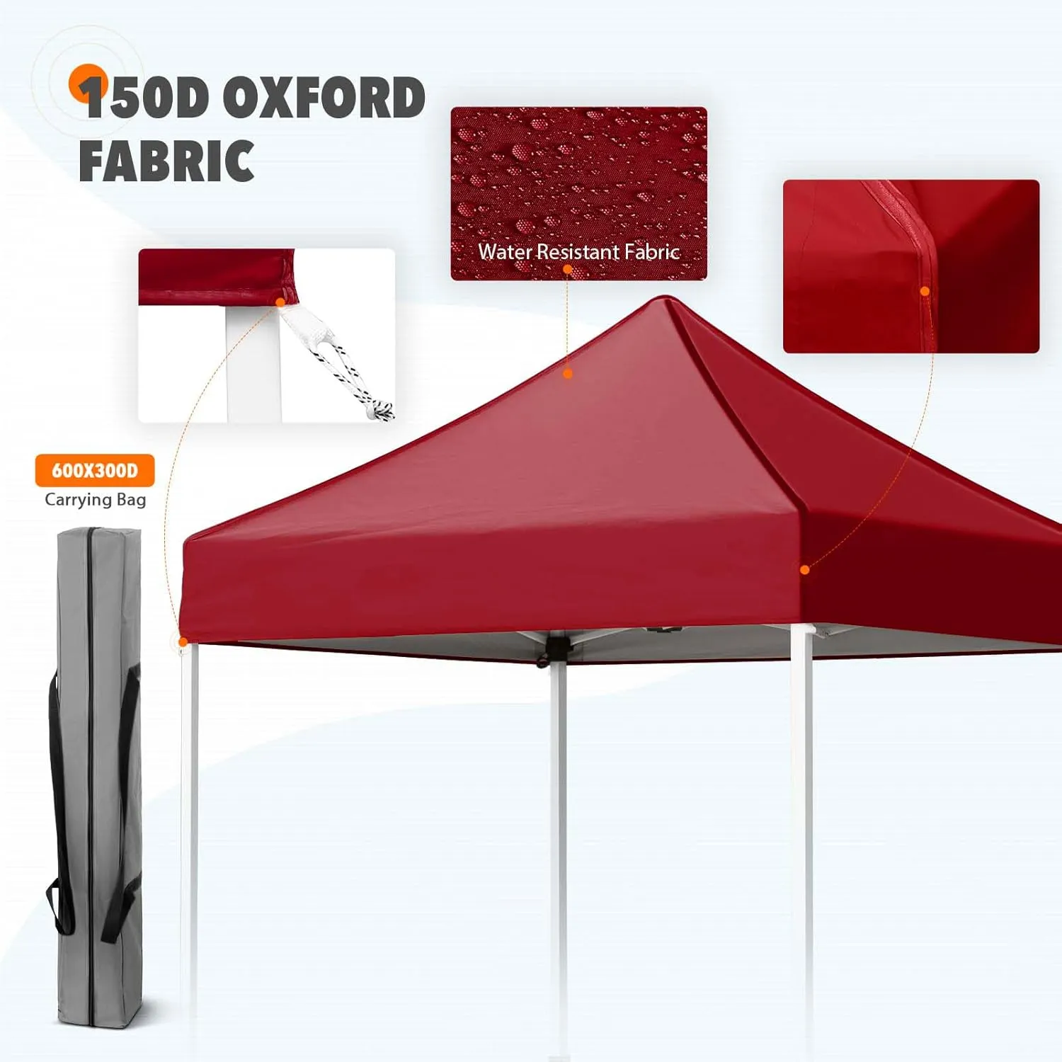 EAGLE PEAK 5x5 Pop Up Canopy Tent Instant Outdoor Canopy Easy Set-up Straight Leg Folding Shelter, Burgundy