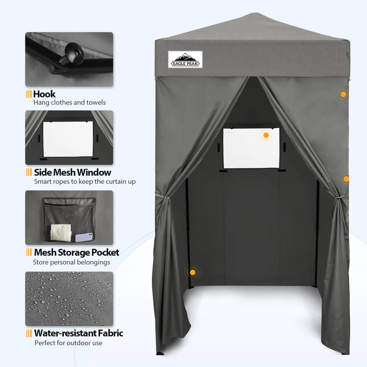 EAGLE PEAK Flex Ultra Compact 4x4 Pop-up Canopy, Sun Shelter, Changing Room, Portable Privacy Canopy Cabana for Pool, Fashion Photoshoots, or Camping, Dark Gray