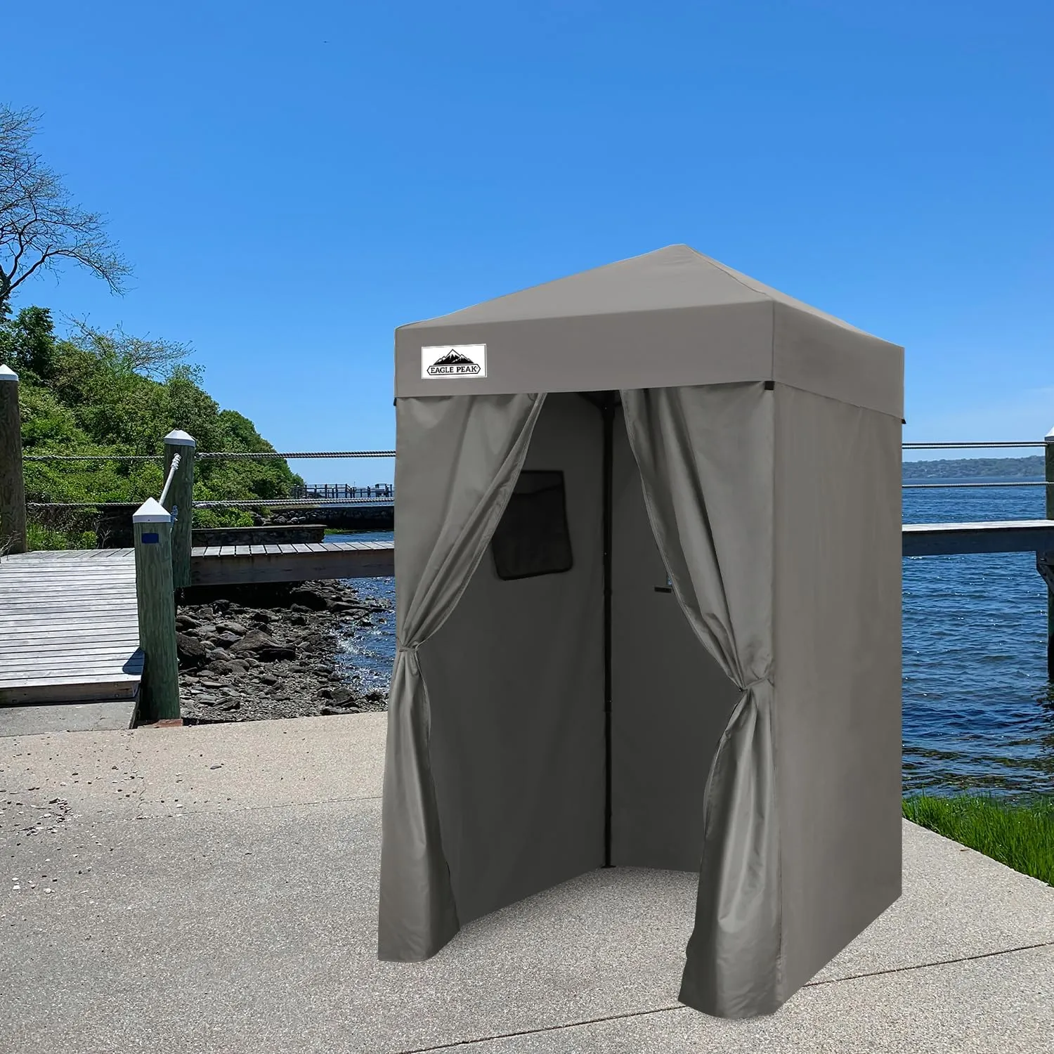 EAGLE PEAK Flex Ultra Compact 4x4 Pop-up Canopy, Sun Shelter, Changing Room, Portable Privacy Canopy Cabana for Pool, Fashion Photoshoots, or Camping, Dark Gray