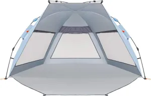 Easthills Outdoors Coastview Classic L 2-4 Person Beach Tent Quick Setup Instant Anti UV Double Silver Coated Sun Shelter with Extended Floor & Big Window Sky Blue