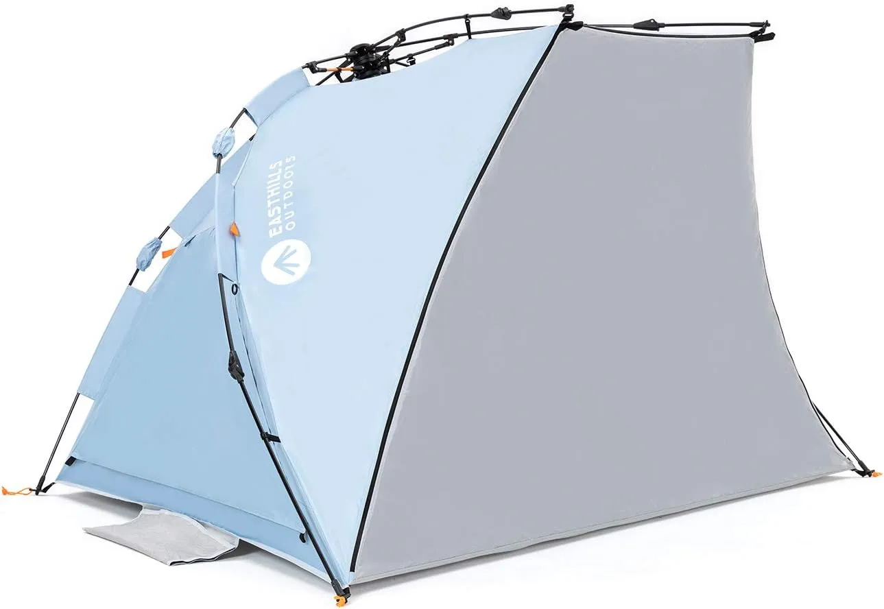 Easthills Outdoors Coastview Classic L 2-4 Person Beach Tent Quick Setup Instant Anti UV Double Silver Coated Sun Shelter with Extended Floor & Big Window Sky Blue