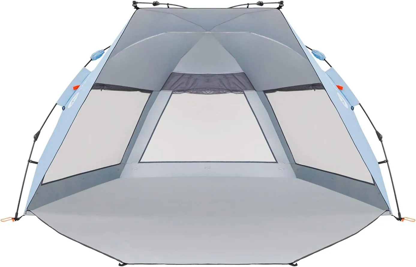 Easthills Outdoors Coastview Classic L 2-4 Person Beach Tent Quick Setup Instant Anti UV Double Silver Coated Sun Shelter with Extended Floor & Big Window Sky Blue