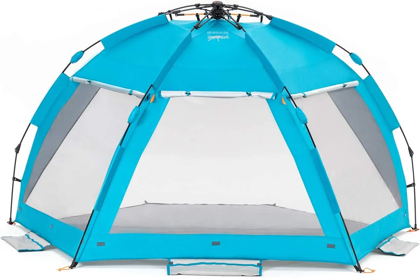 Easthills Outdoors Coastview Ultra XL 4-6 Person Family Beach Tent Quick Setup Instant Anti UV Double Silver Coated Sun Shelter with Extended Floor & Big Window Pacific Blue