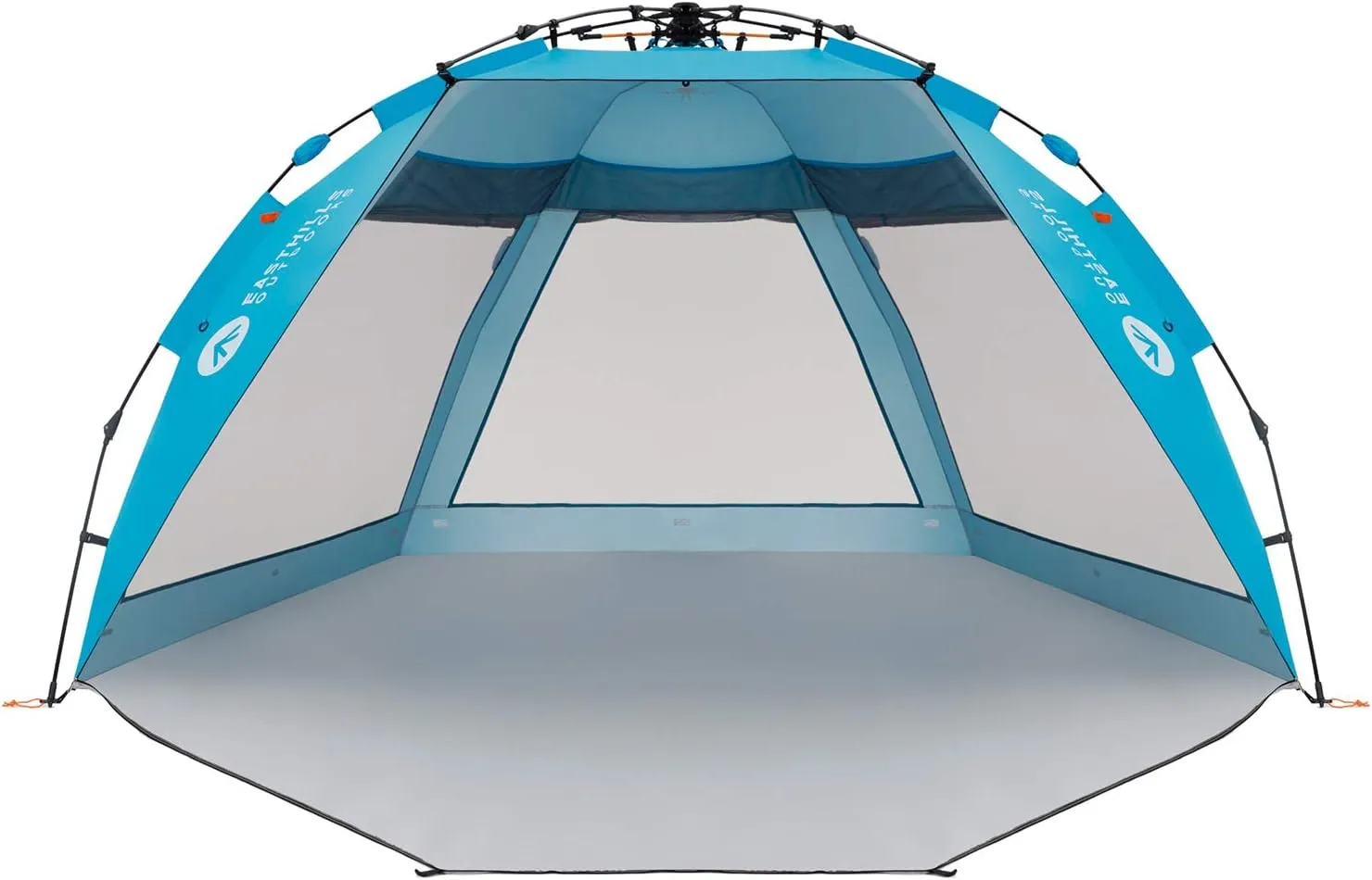 Easthills Outdoors Coastview Ultra XL 4-6 Person Family Beach Tent Quick Setup Instant Anti UV Double Silver Coated Sun Shelter with Extended Floor & Big Window Pacific Blue